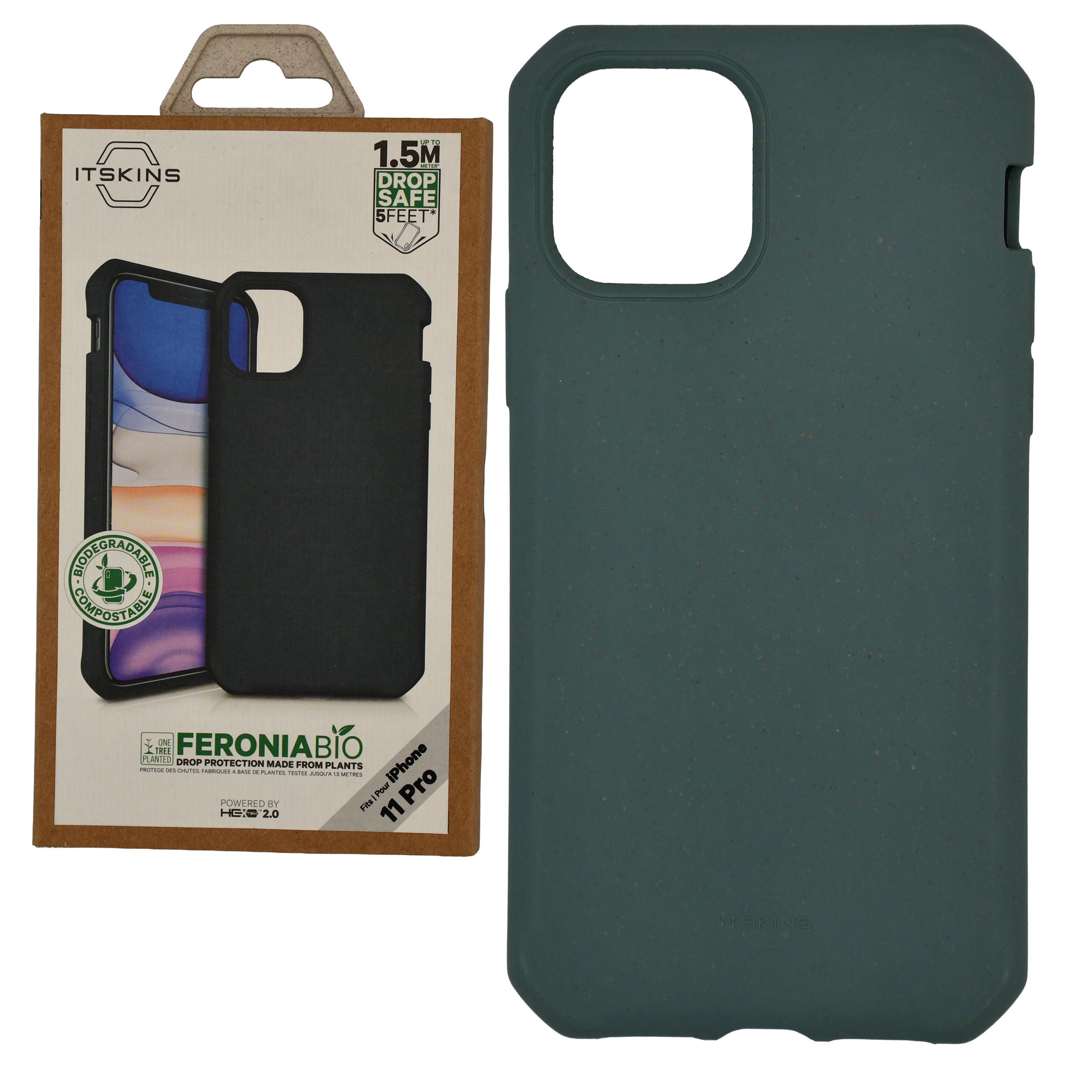 Zielone etui ITSKINS Feronia Bio do iPhone 11 Pro - widok z przodu.