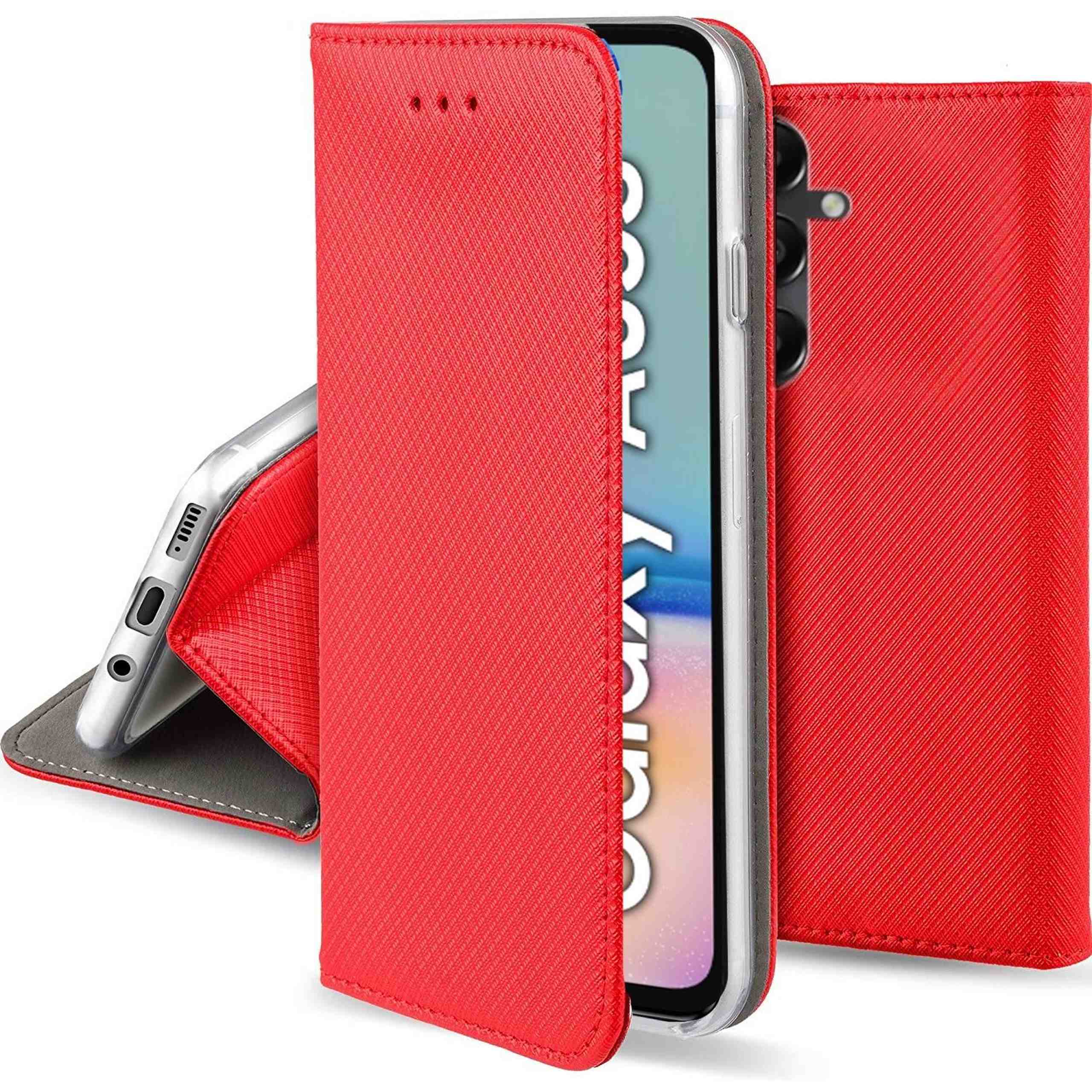 Czerwone etui Smart Magnet do Samsung Galaxy A05s - widok zamkniętego etui.